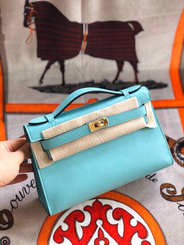 에르메스 미니 켈리백22 블루파온 금장 스위프트